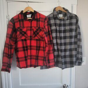 2-for-1 Goodfellow Shirts: Classic Long sleaves: Red and Grey Plaid